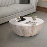 Bring Home The Perfect Light Wood Drum Coffee Table